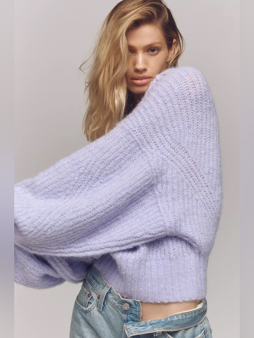 Anthropologie Pilcro Blake Slouchy Sleeve Purple Sweater S